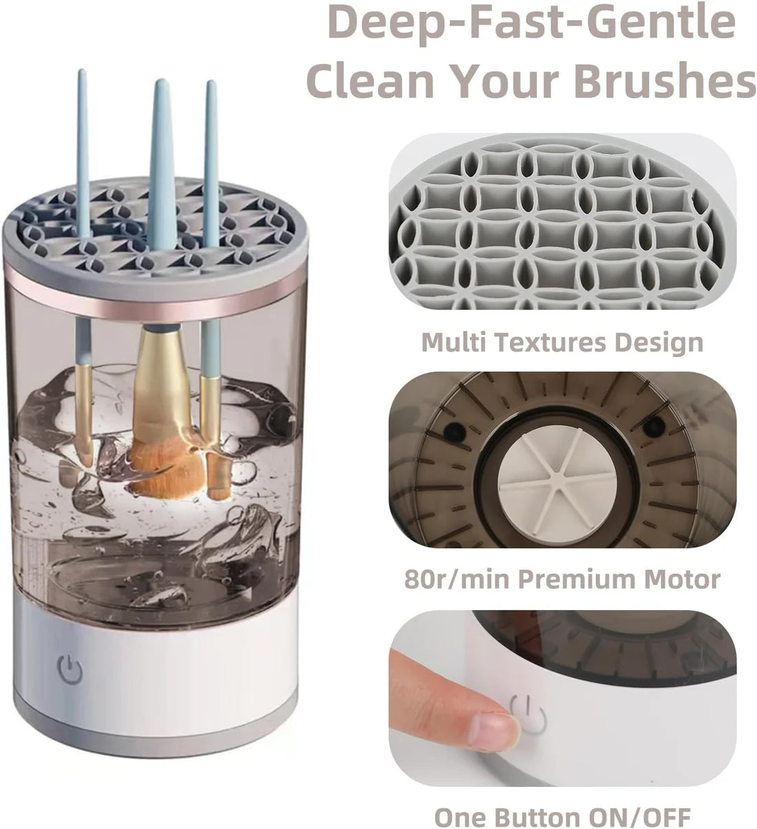 ZaalMart 3-in-1 Electric Makeup Brush Cleaner โ Automatic Brush Washer, Dryer & Holder