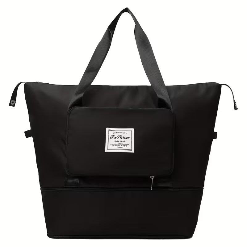 Large Capacity Foldable Travel Bag | Waterproof Expandable Duffel Bag with Shoe Compartment & Wet Pocket