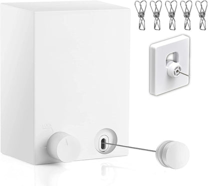 Retractable Wall-Mounted Clothesline – Space-Saving Laundry Drying Rope