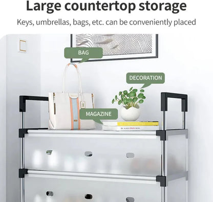 5-Layer Foldable Shoe Rack Organizer with Dust Cover | Space-Saving Shoe Storage Cabinet