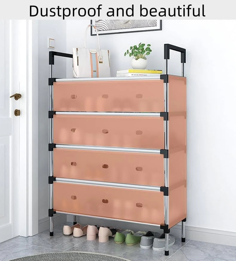 5-Layer Foldable Shoe Rack Organizer with Dust Cover | Space-Saving Shoe Storage Cabinet