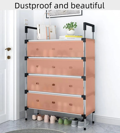 5-Layer Foldable Shoe Rack Organizer with Dust Cover | Space-Saving Shoe Storage Cabinet