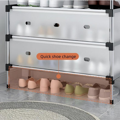 5-Layer Foldable Shoe Rack Organizer with Dust Cover | Space-Saving Shoe Storage Cabinet