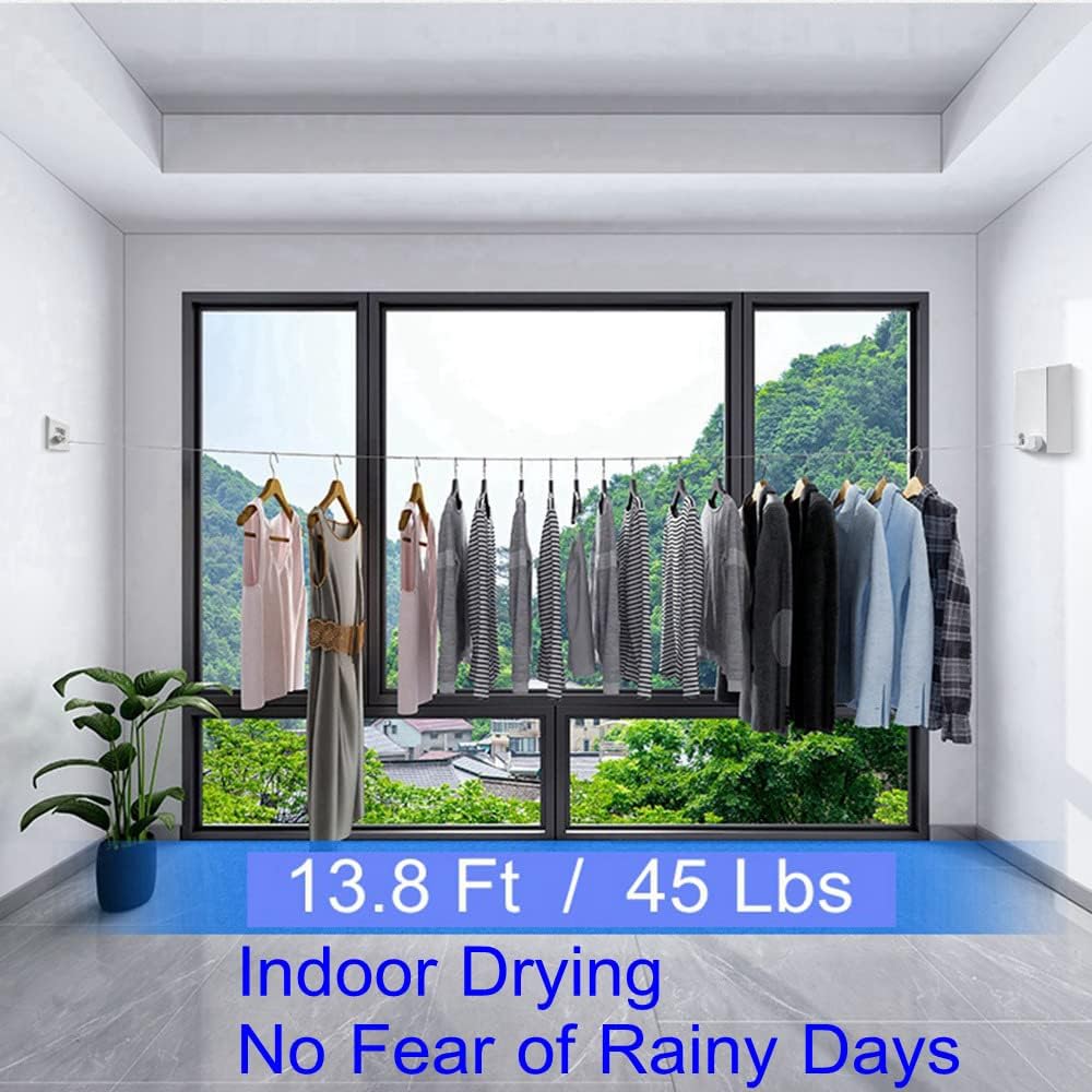 Retractable Wall-Mounted Clothesline – Space-Saving Laundry Drying Rope