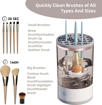 ZaalMart 3-in-1 Electric Makeup Brush Cleaner – Automatic Brush Washer, Dryer & Holder