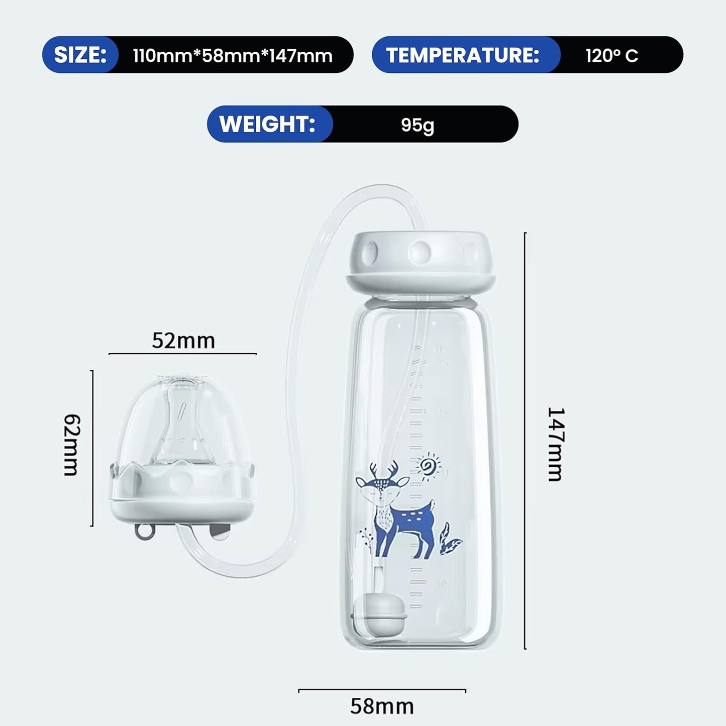 🍼 Hands-Free Baby Feeding Bottle with Silicone Straw & Cleaning Brush (240ml | BPA-Free)