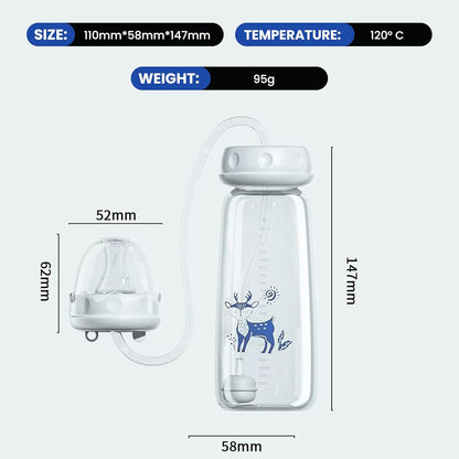 🍼 Hands-Free Baby Feeding Bottle with Silicone Straw & Cleaning Brush (240ml | BPA-Free)