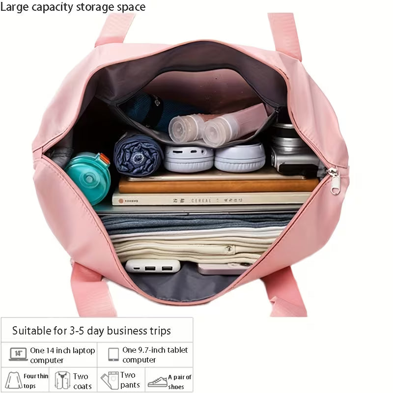 Large Capacity Foldable Travel Bag | Waterproof Expandable Duffel Bag with Shoe Compartment & Wet Pocket