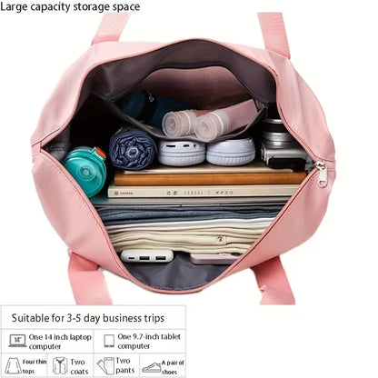 Large Capacity Foldable Travel Bag | Waterproof Expandable Duffel Bag with Shoe Compartment & Wet Pocket