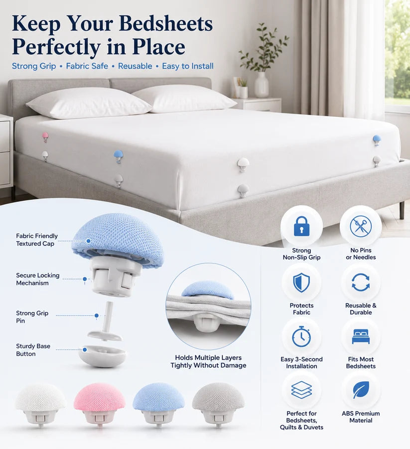 ZaalMart Bed Sheet Holder Clips – Non-Slip Sheet Fasteners for Mattress, Duvet & Quilt