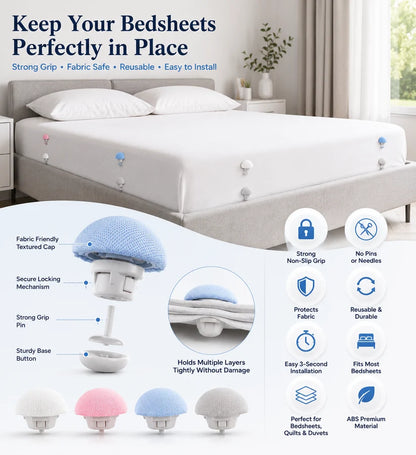 ZaalMart Bed Sheet Holder Clips – Non-Slip Sheet Fasteners for Mattress, Duvet & Quilt