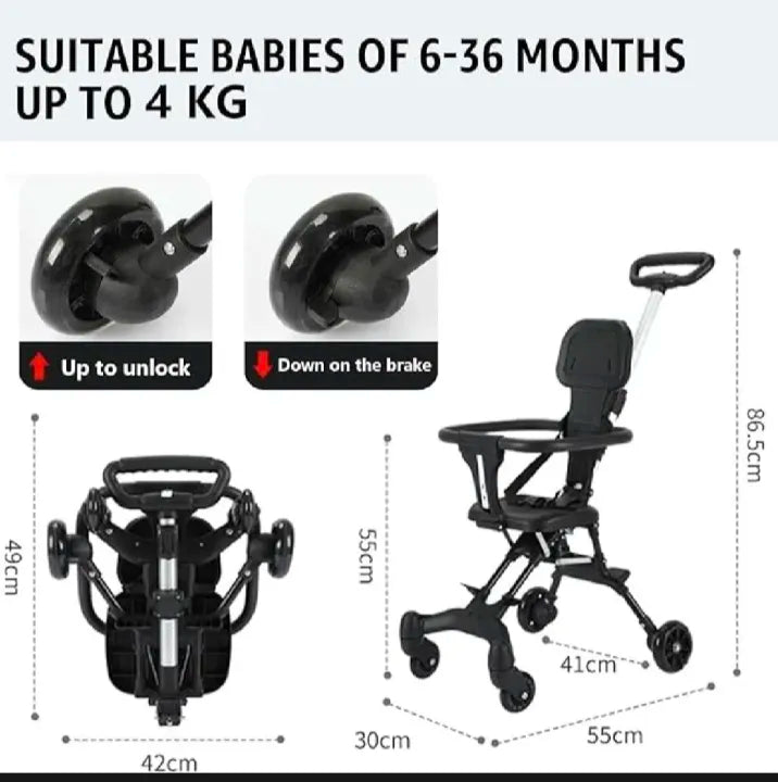 Foldable Baby Stroller – Lightweight Travel Pushchair for Infants & Toddlers