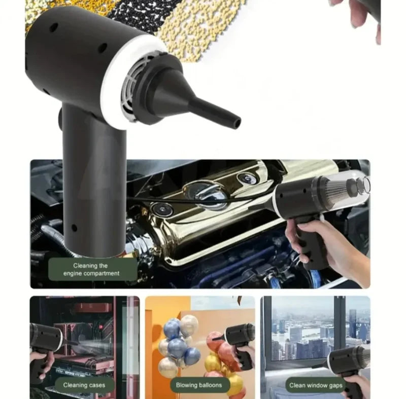 ZaalMart 3-in-1 Car Vacuum Cleaner – Cordless USB Rechargeable Vacuum & Air Blower