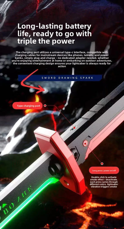 LED Light Saber Toy – Glowing Sword with Sound & Spark Effects