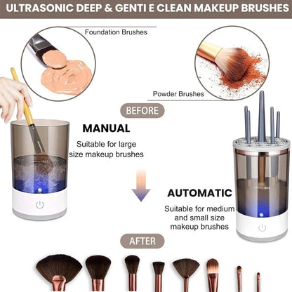 ZaalMart 3-in-1 Electric Makeup Brush Cleaner – Automatic Brush Washer, Dryer & Holder