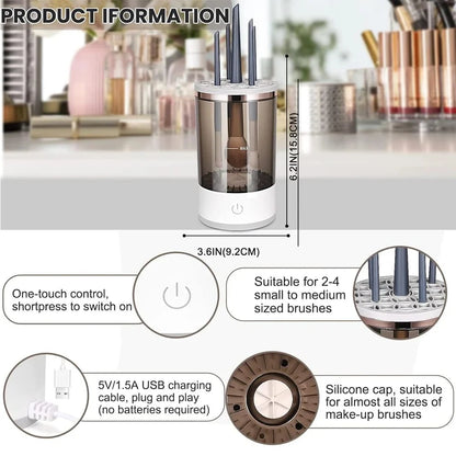 ZaalMart 3-in-1 Electric Makeup Brush Cleaner – Automatic Brush Washer, Dryer & Holder