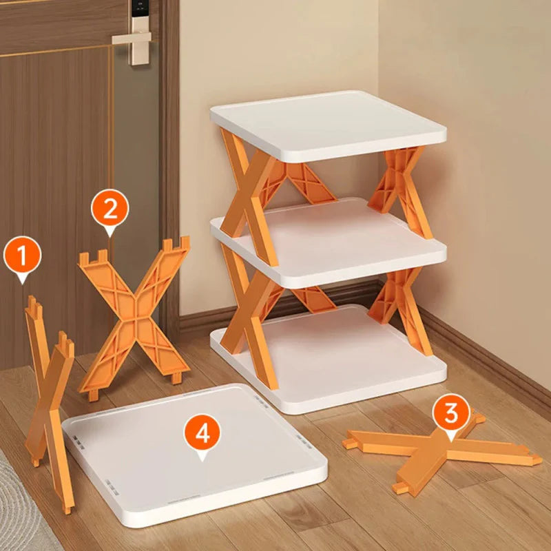 Foldable 5-Tier X-Shape Shoe Rack Organizer with Top Shelf | Space-Saving Vertical Shoe Storage Stand