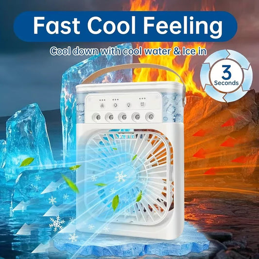 Portable Air Cooler Fan with Water Tank | Mini USB Air Conditioner with 5 Spray Mist Modes