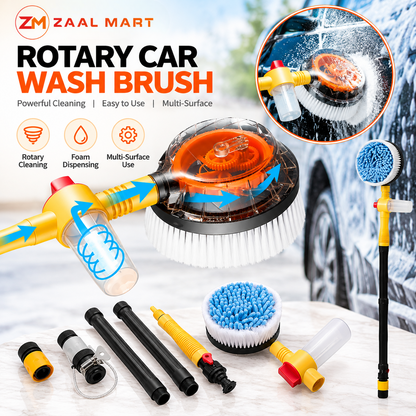 ZaalMart 360° Rotating Car Wash Brush – Extendable Microfiber Mop with Soap Dispenser