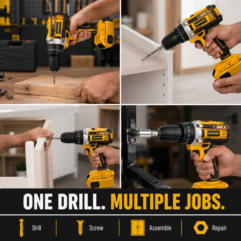 ZaalMart 48V Cordless Drill Machine Kit – 29-Piece Set with 2 Rechargeable Batteries & Carry Case
