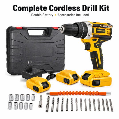 ZaalMart 48V Cordless Drill Machine Kit – 29-Piece Set with 2 Rechargeable Batteries & Carry Case