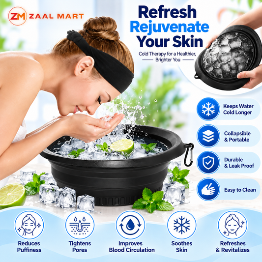 ZaalMart Silicone Ice Face Bowl – Foldable Facial Ice Bath Bowl for Cooling & Skincare