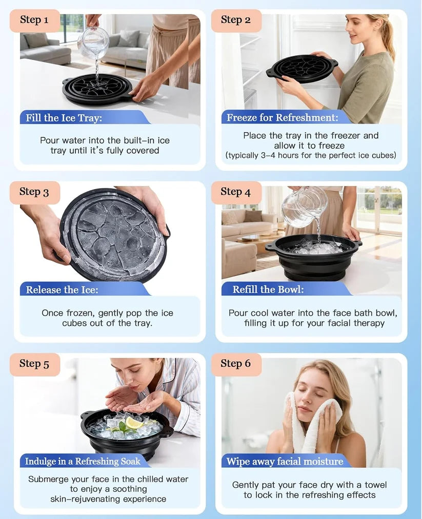 ZaalMart Silicone Ice Face Bowl – Foldable Facial Ice Bath Bowl for Cooling & Skincare