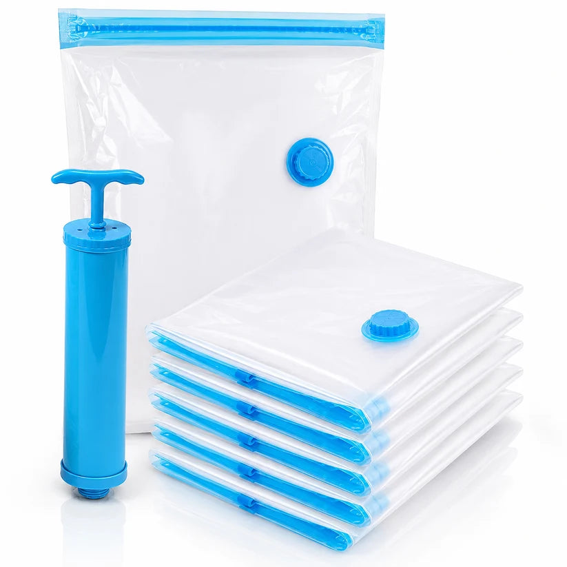 ZaalMart Vacuum Storage Bags with Hand Pump – 5 Pack Space Saver Bags for Clothes, Blankets & Comforters