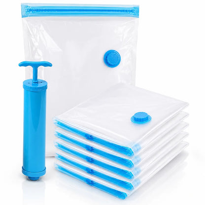 ZaalMart Vacuum Storage Bags with Hand Pump – 5 Pack Space Saver Bags for Clothes, Blankets & Comforters