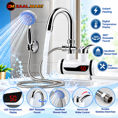 ZaalMart Instant Hot Water Heater Tap – 3000W Electric Water Heating Faucet with Digital Temperature Display