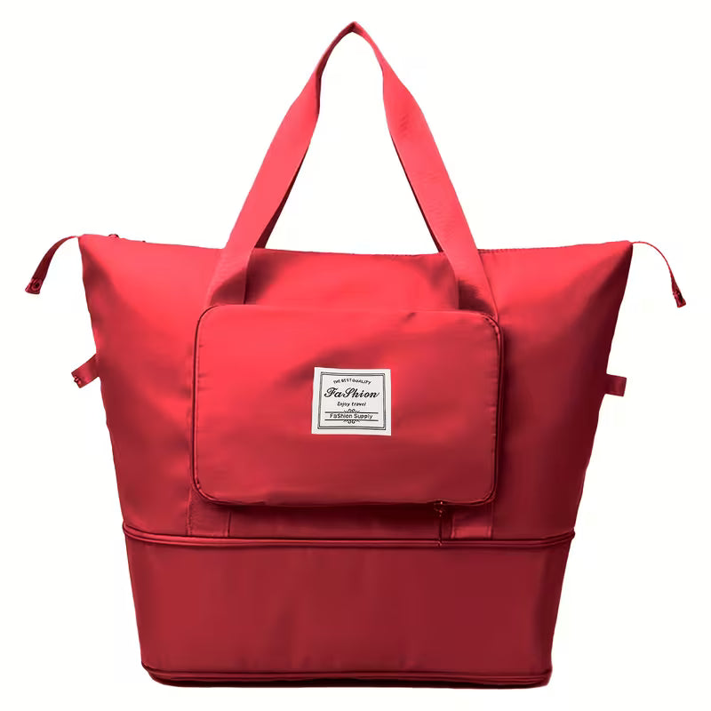 Large Capacity Foldable Travel Bag | Waterproof Expandable Duffel Bag with Shoe Compartment & Wet Pocket