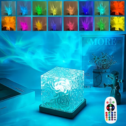 Dynamic Water Ripple RGB Lamp | 16-Color Ocean Wave Projector Night Light with Remote Control