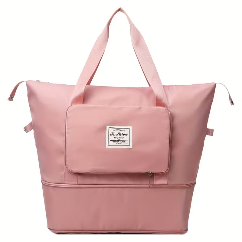 Large Capacity Foldable Travel Bag | Waterproof Expandable Duffel Bag with Shoe Compartment & Wet Pocket