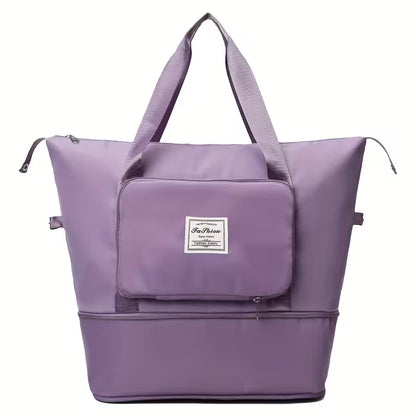 Large Capacity Foldable Travel Bag | Waterproof Expandable Duffel Bag with Shoe Compartment & Wet Pocket
