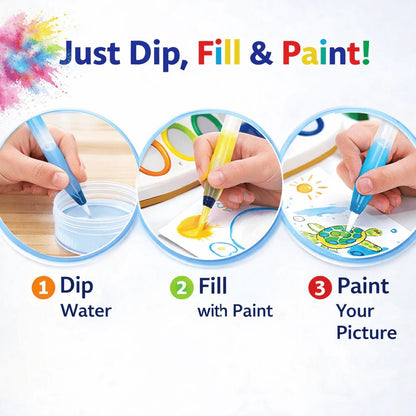 Magical Paint Brush Coloring Kit for Kids | Mess-Free Magic Drawing Set with Smart Color Recognition