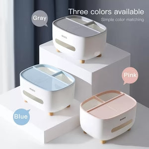 ECOCO Multipurpose Desktop Tissue Box | Modern Tissue Holder with Multifunction Storage Organizer