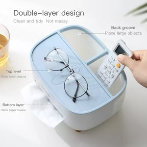 ECOCO Multipurpose Desktop Tissue Box | Modern Tissue Holder with Multifunction Storage Organizer