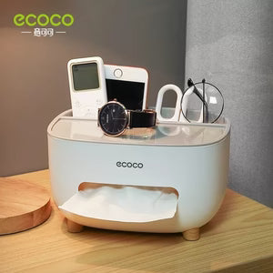 ECOCO Multipurpose Desktop Tissue Box | Modern Tissue Holder with Multifunction Storage Organizer