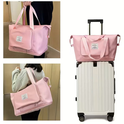 Large Capacity Foldable Travel Bag | Waterproof Expandable Duffel Bag with Shoe Compartment & Wet Pocket
