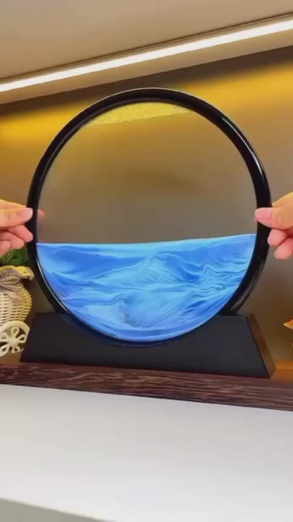 360° Rotating Sand Art Frame | Dynamic Moving Sandscape Glass Painting for Home, Office & Desk Décor