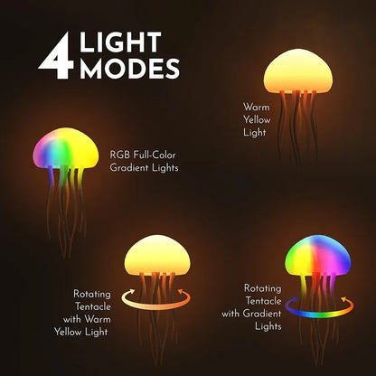 Floating Jellyfish LED Lamp | RGB Gradient Night Light with Moving Tentacles, Touch & Voice Control, USB Rechargeable