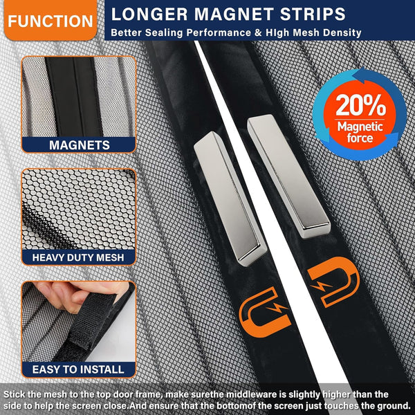 Magic Mesh Magnetic Screen Door Curtain | Easy Install Mosquito & Fly Net with Auto Magnetic Closure