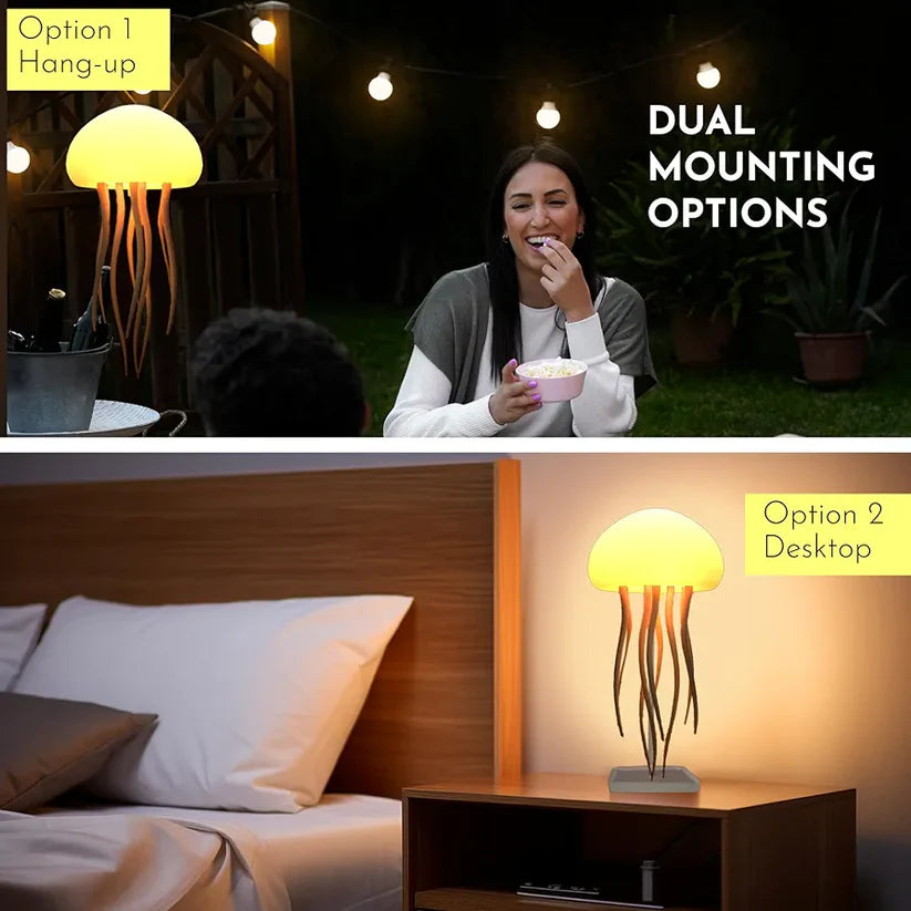Floating Jellyfish LED Lamp | RGB Gradient Night Light with Moving Tentacles, Touch & Voice Control, USB Rechargeable