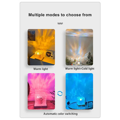 Dynamic Water Ripple RGB Lamp | 16-Color Ocean Wave Projector Night Light with Remote Control