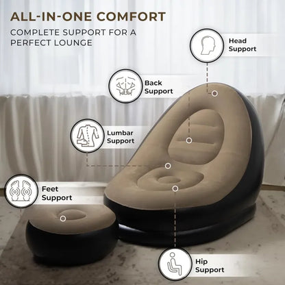 Inflatable Sofa Chair | Portable Air Lounge Couch for Home, Camping, Travel & Outdoor Use