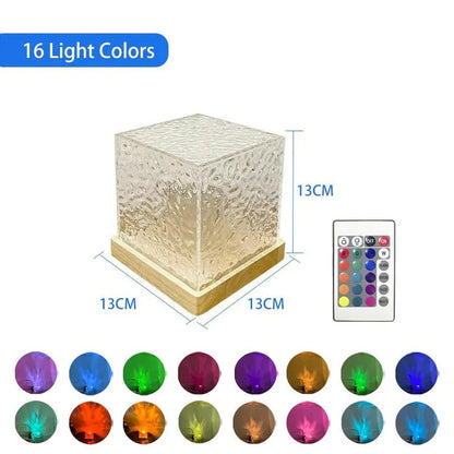 Dynamic Water Ripple RGB Lamp | 16-Color Ocean Wave Projector Night Light with Remote Control