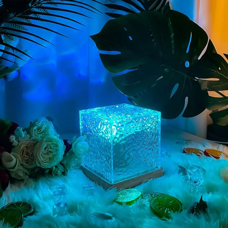 Dynamic Water Ripple RGB Lamp | 16-Color Ocean Wave Projector Night Light with Remote Control