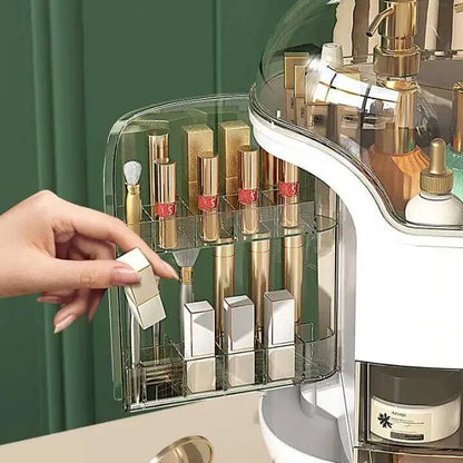 Luxury Cosmetic Organizer Box with Drawer & Dustproof Cover | Makeup & Skincare Storage Organizer