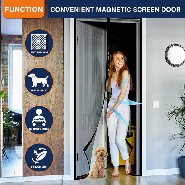 Magic Mesh Magnetic Screen Door Curtain | Easy Install Mosquito & Fly Net with Auto Magnetic Closure