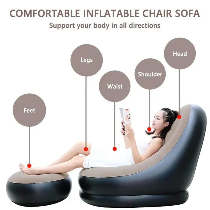 Inflatable Sofa Chair | Portable Air Lounge Couch for Home, Camping, Travel & Outdoor Use